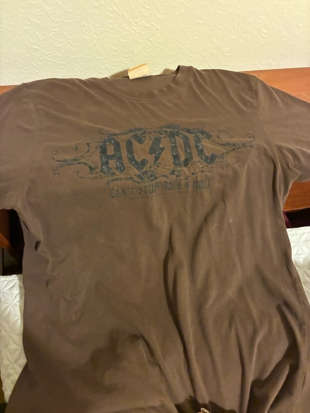 AC/DC Brown Distressed Logo Short Sleeve Tee